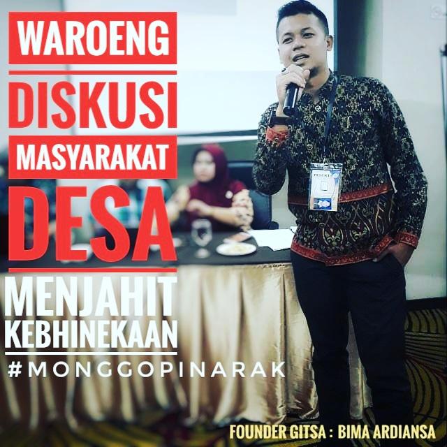 Ktika Tekhnologi moderen menguasai manusia saat itulah komunikasi trjd hanya melalui sosial media.GISTA adl wadah kebangkitan pemuda desa untuk memberikan edukasi tentang memajukan desa agr masyarakat mjd berdaya.
#MonggoPinarak
#BanggaMenjadiPemudaDesa
<a href="/EkoSandjojo/">Eko P. Sandjojo</a>
<a href="/AhmadErani/">Ahmad Erani Yustika</a>