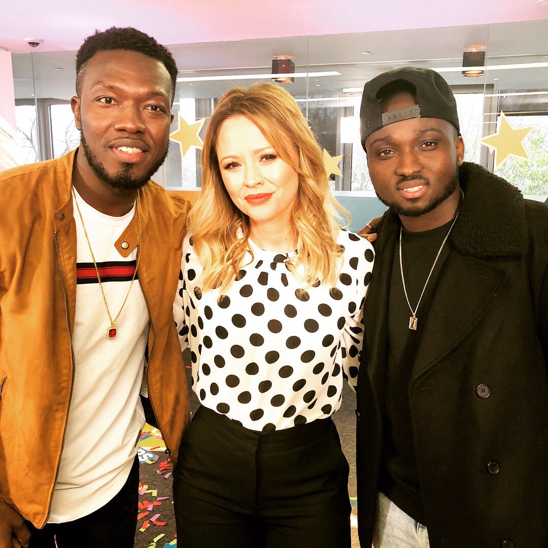 ReggieNBollie's tweet photo. Throwback to the finale of Sing it to Win it competition on @GMB last week Friday with @KimberleyJWalsh . Congratulations to the Winners #MU4 . Can’t wait to hear your record on NOW100 🎉🎉👌 https://t.co/DSUPSCF4it