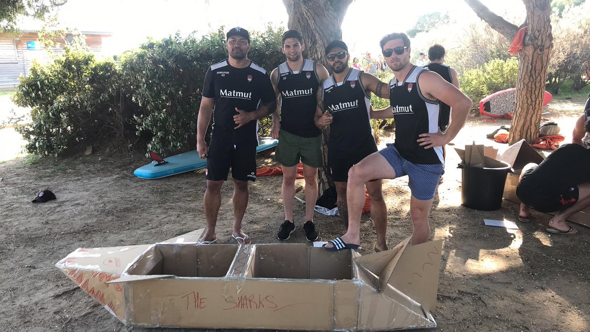 LeLOURugby's tweet image. #SharksTeam #ElCartel, fin de la session construction de bateaux. Maintenant il va falloir qu'ils flottent ! #stage #cohesion #bricoleurs @laseynesurmer 🛶