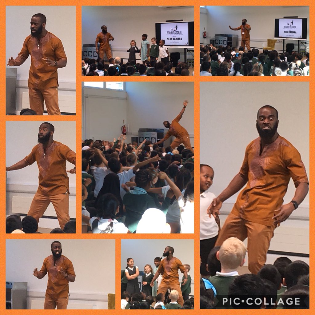 ElsleyPrimary's tweet photo. To celebrate the imminent launch of our new library, we have organised a series of events! Today we were all inspired by the immense talents of #storyteller &amp; hip-hop artist @alimKamara from @StorieStorieHQ. We have never seen the children so engaged in an assembly or a workshop! https://t.co/XwTNTPpoqn