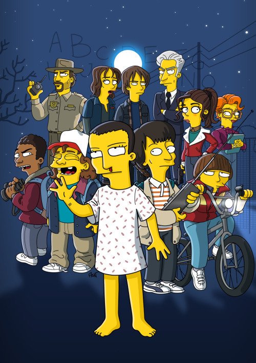 StrangerNews11's tweet photo. #StrangerThings &amp; #TheSimpsonsDay https://t.co/k8eslpNOHR