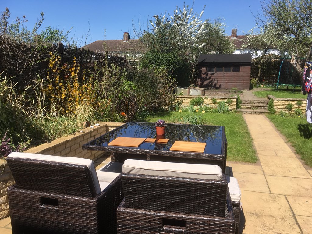 dellabydesign's tweet photo. Evening #womaninbiz 
We’re making the most of our new patio set....dinner in the sun tonight! #wnukrt https://t.co/CcP2WffAiu