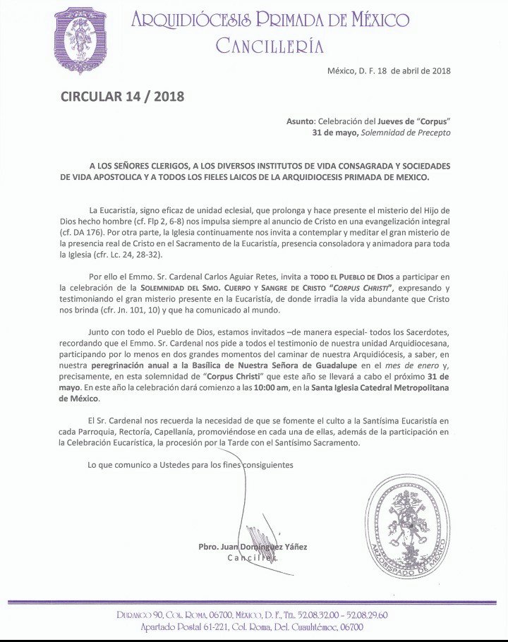 sextavicaria's tweet photo. Corpus Christi 2018, jueves 31 de mayo, testimonio de la unidad Arquidiócesana #SoyArquidiocesisDeMéxico #ConJesusCaminandoEstoy https://t.co/3gmg0mmEGL