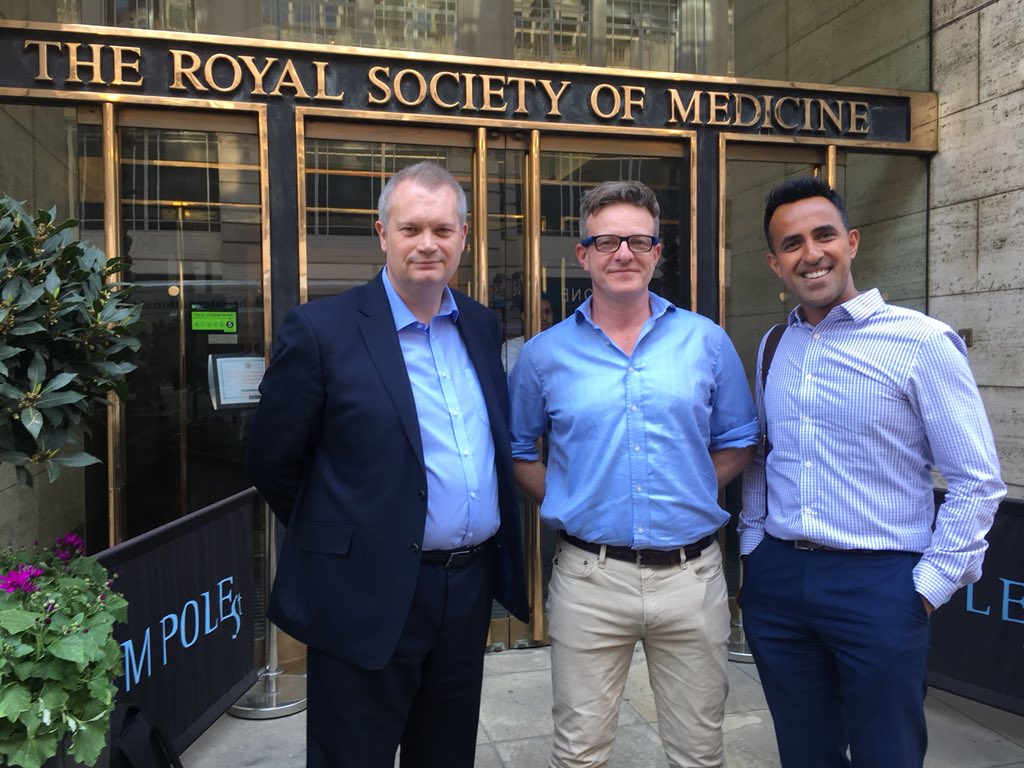 MSERV42's tweet photo. Another good day 'in the office'. From left: Joseph, Dr Martin Lees and Dr Sibs Anwar after #RSMMedApp18 at @RoySocMed #London #MedTech #digital #health #medical #apps https://t.co/c8rPvIfpXe