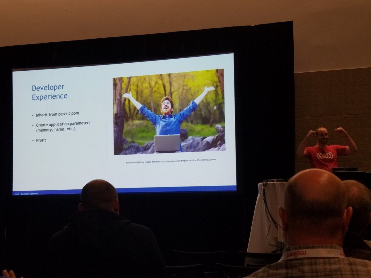 PariseauTT's tweet photo. Developer experience Nirvana at @RBC with a new pipeline, as described by @Reid_Levesque in his #CFSummit preso this afternoon. https://t.co/tQLcMiXErW