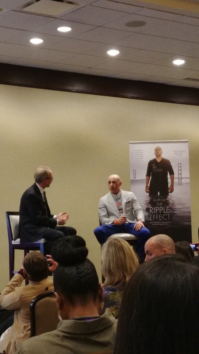 ThisIsMyBrave's tweet photo. David Covington interviewing @KevinHinesStory at a #TedStyleTalk at the @AASuicidology conference. #BeHereTomorrow #StorytellingSavesLives https://t.co/8VYifydRXh