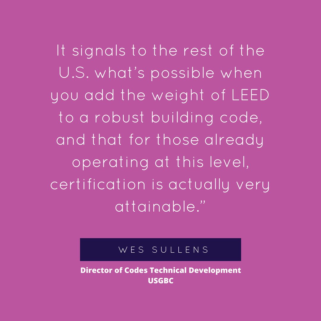 USGBC's tweet image. JUST IN! #USGBC announces #LEEDv4 and #CALGreen alignment for California Projects; means significant streamlining for all #LEED prerequisites and some credits for projects that are pursuing certification under the v4 rating system. bit.ly/2J6kxOr