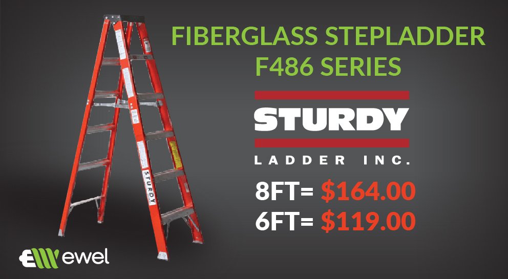 eweledmonton's tweet photo. #EWEL and #SturdyLadder have you covered with some great prices on 6 and 8 foot fiberglass stepladders. These aren't hardware store specials - we're talkin' Alberta-made, extra heavy-duty industrial CSA grade 1 ladders. https://t.co/sHZLJ2BXn9