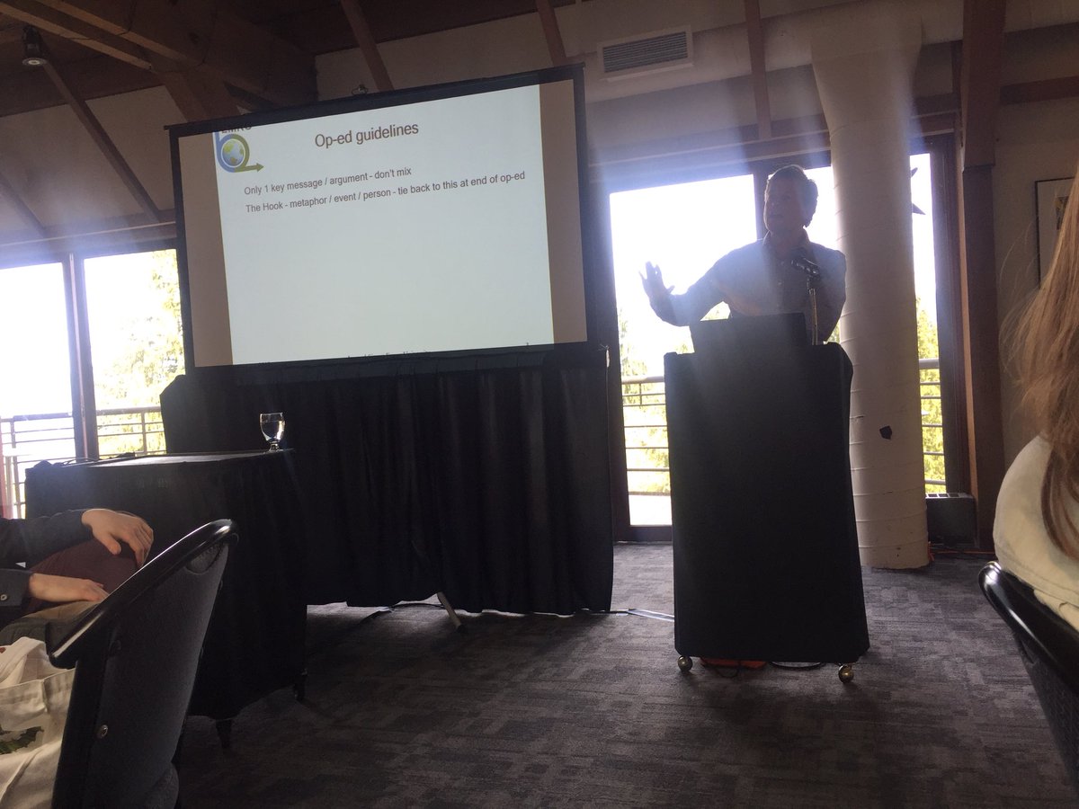 brea_mccauley's tweet photo. Amazing opportunity to listen to @MarkJaccard talk about how to effectively write an op-ed. “Start writing guest blogs or using social media as practice for more major op-eds” #FEnvious  @SFUENV https://t.co/ASUbt2P6Sg