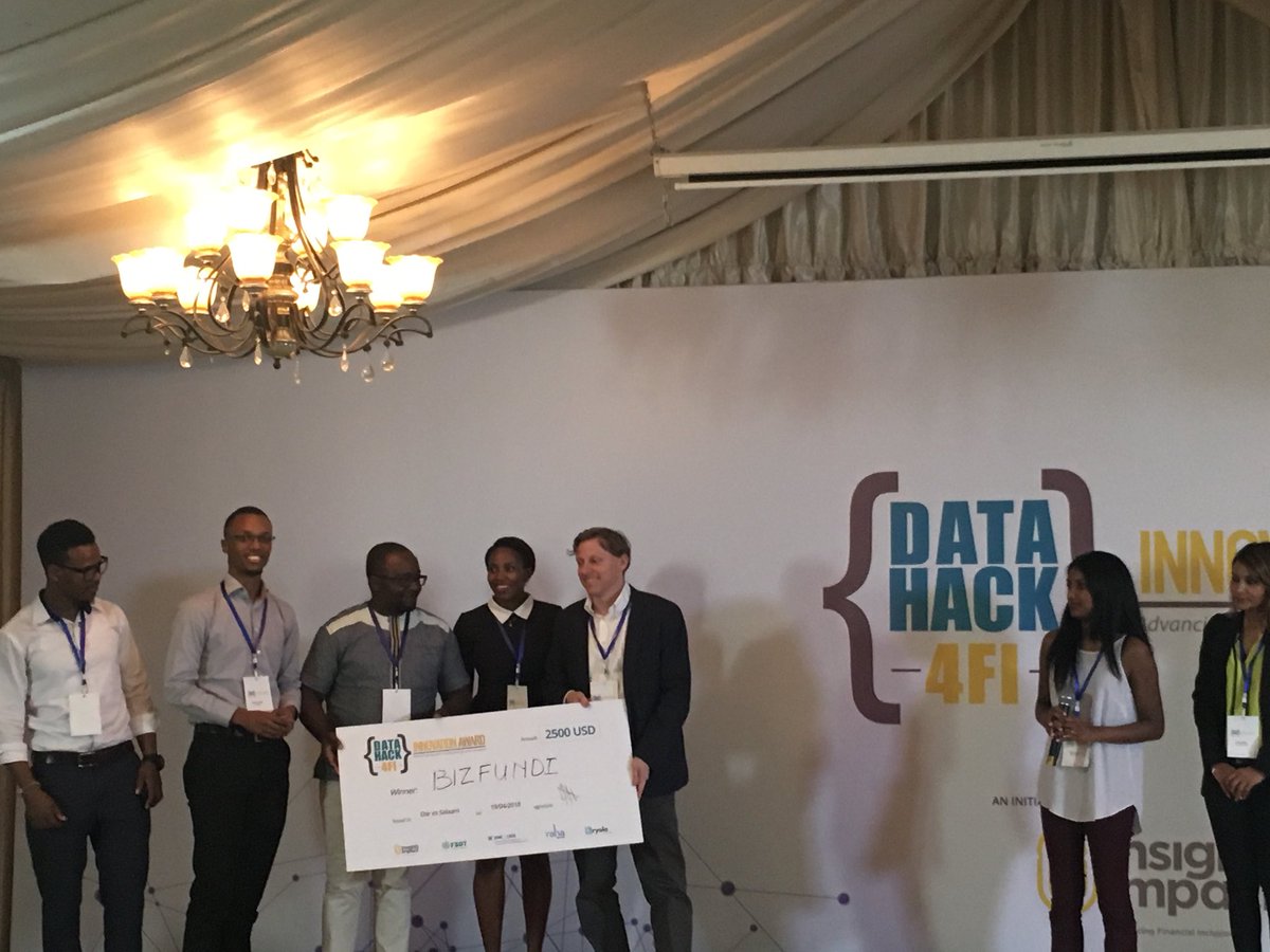 FSDTanzania's tweet photo. And the winners for the #DataHack4FI season 2 grand finale Tanzania are.... @ATraderTZ and Bizfundi! Congratulations! #YoungAfricaWorks #FinancialInclusion @i2ifacility @FSDTanzania @liquidtelecomtz @ideas_atwork https://t.co/Zw9UXjwECu