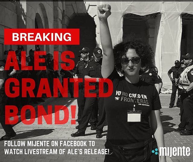 ConMijente's tweet image. ✊🏾✊🏾👏🏾👏🏾 BREAKING: Federal judge grants activist Alejandra Pablos freedom from detention, showing community organizing works! Follow Mijente for livestream of Ale’s release from detention! Meanwhile, sign petition urging @dougducey to pardon Ale … ift.tt/2qMig3d
