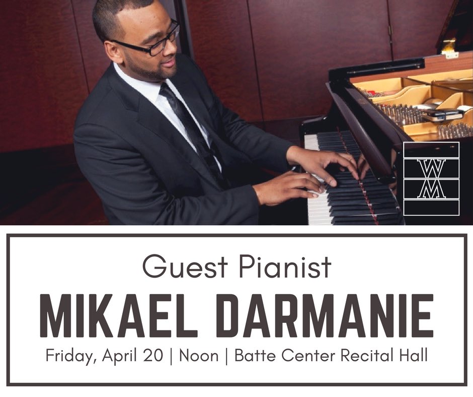 Wingate_Music's tweet photo. As part of our Noon Concert Series, Mikael Darmanie will be performing in the Recital Hall. Start you afternoon of with some great music! #WingateMusic https://t.co/BQGlGF0GW1