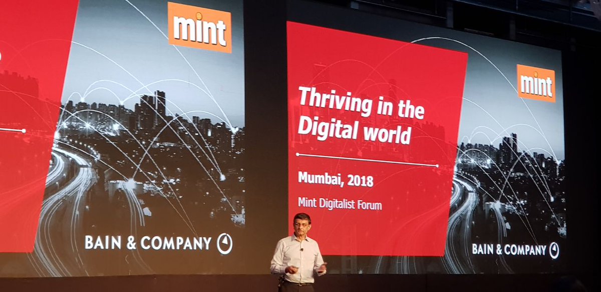 BainIndia's tweet photo. Bain India Chairman @srirajan8  at the @livemint @MintConclaves Digitalist Forum 2018 discussing 'Thriving in a #Digital World' https://t.co/IwC1iutsWb