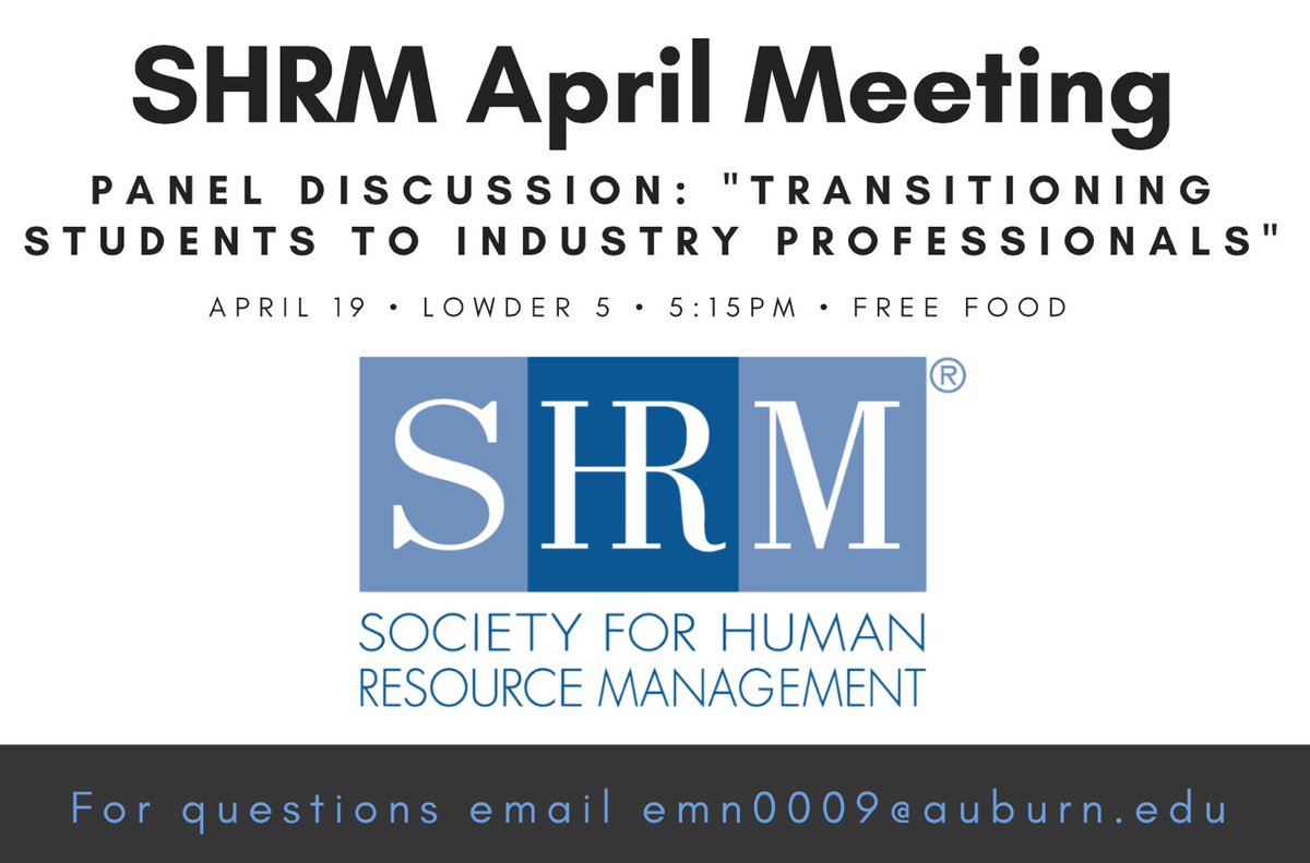 Tonight is our last meeting of the semester so be sure to come interact with our panel of 5 HR professionals! 5:15pm in Lowder 5!