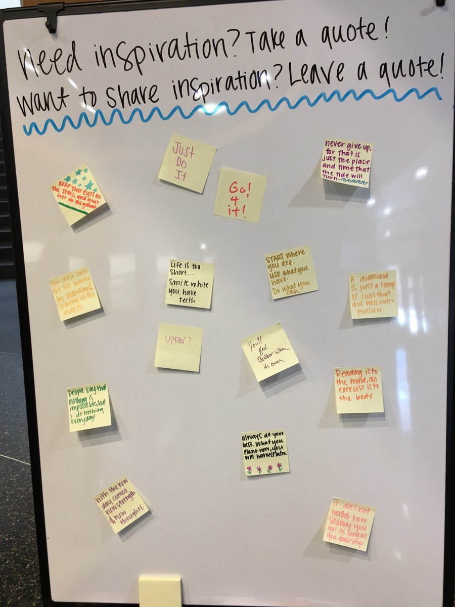 UMDLibrary's tweet photo. We have a inspirational quote board that is a little light on quotes. 

Can we get an assist before #stresslessweek?  Share/RT/ Visit us in person.

@UMDCLA @umdcareers @UMNDuluth @UMDuluthAdmis @UMDBulldogs @CEHSPAdv @KirbyUMD @Kirby_PB @UMDuluthSuccess https://t.co/rRPV4X1ysa