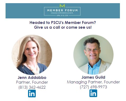 Headed to PSCU Member Forum next week? Give us a call!