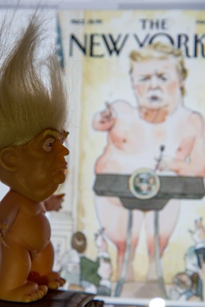 TrollTour's tweet photo. Is...is that a photograph? I don't remember holding any press conferences naked, but my pet reporters wouldn't misrepresent me... #trolltour #DumpTrump #RESIST #VoteThemOut2018 #NewYorker #TheEmporerHasNoClothes @realDonaldTrump https://t.co/LjwtnbUZOh