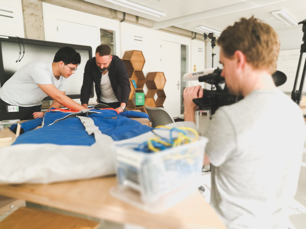 DesignLabUT's tweet photo. On this wonderfully sunny day, we welcomed #Reuters on the campus of @utwente. Delighted to show them 2 exciting projects at #DesignLabUT, focussed on research and technology. We will be sharing more about these projects with you soon. https://t.co/cgM3geE9H3