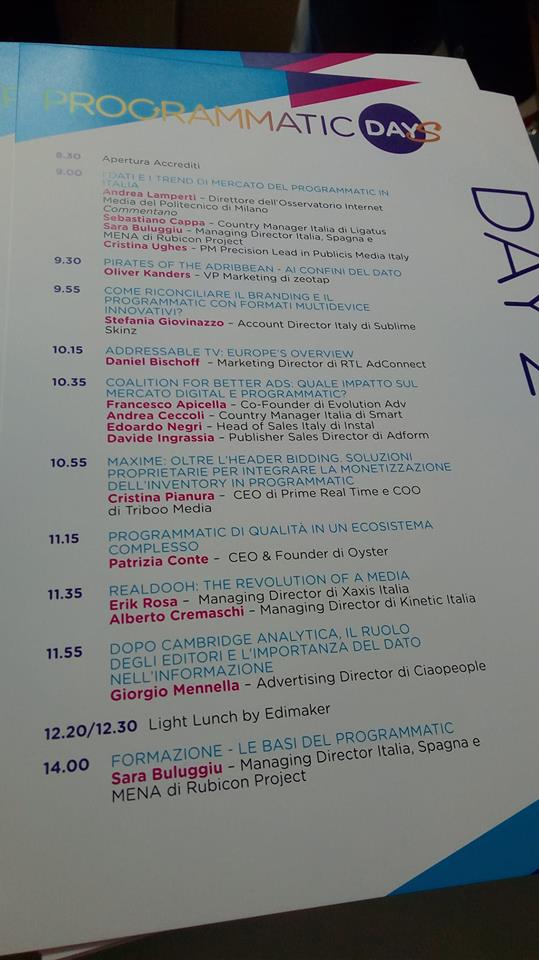 AleRosaLaRosa's tweet photo. Yesterday and today in Milan I had the pleasure to host, together with Simone Freddi, "Programmatic Days 2018", the most important event in Italy about Programmatic Advertising. Such an incredible experience! @Engage_Magazine #programmaticdays2018 https://t.co/qdobEHuKXD