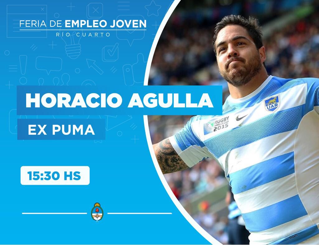 Vení a escuchar la charla del ex Puma Horacio Agulla en la Feria de Río Cuarto ‼️ 
🕑 15:30
📍 Asociación Atlética Banda Norte “El Coloso”
#RioCuarto #Hoy #Rugby #Valores #Esfuerzo #Deporte