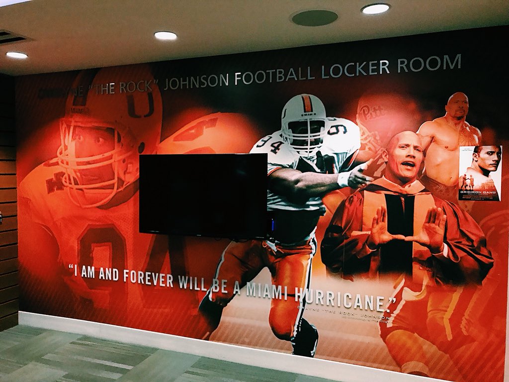 Miami Hurricanes unveil Dwayne 'The Rock' Johnson football locker room,  announce $1 million gift for basketball renovation - ESPN