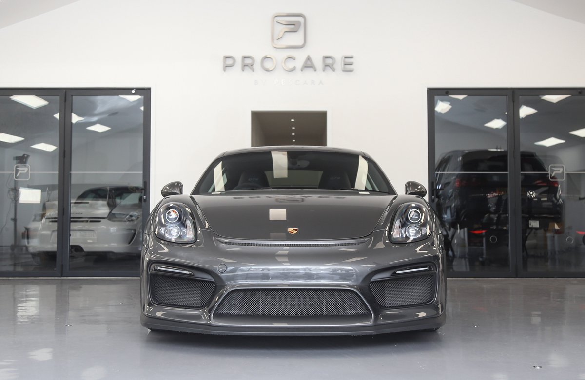 This stunning Agate Grey <a href="/Porsche/">Porsche</a> GT4 has just been completed 💪🏼 We carried out a Full Front End PPF installation using @XPELtech #UltimatePlus Our client can now drive to <a href="/TopMarquesMc/">Top Marques Monaco</a> fully protected! 
Contact us for more info on our #detailing and #paintprotection packages.