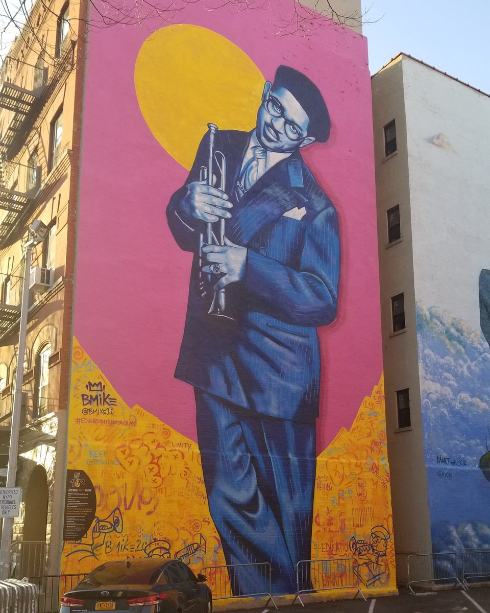 Giant DIZZY mural-135th st Harlem by @bemike2c #artisnotacrime #bemike2c TPFF 2018 /TPXPO 2018 #art #mural #muralart #135th #dizzy #dizzygilespie #tpff2018 #tpxpo2018 #tech #create #harlem #harlemart #director #producer #creative #jazz #legend