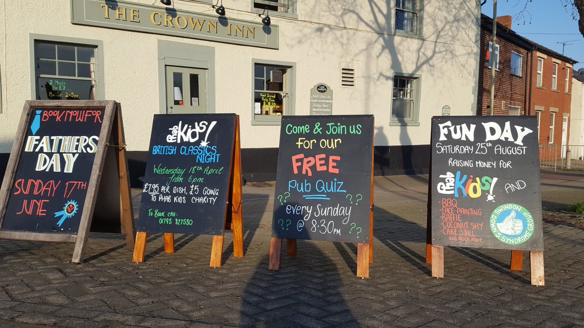 swindonpubs's tweet image. Lots on at The Crown Inn, Stratton! 
Great signs, guys! 👏
#pubfood #strattonstroll #pokernights #quiznights #worldcup #fathersday #swindonpubs