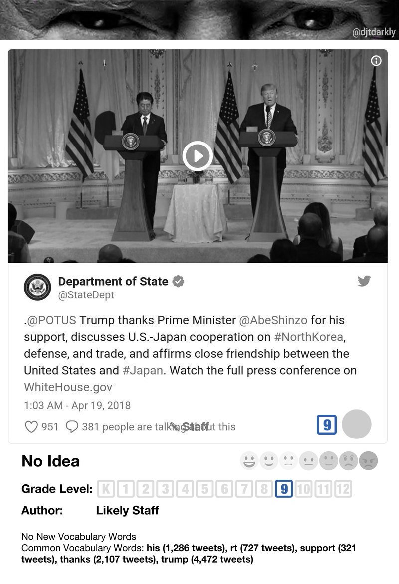 djtdarkly's tweet photo. .@realDonaldTrump #stafftweet #9thgrade #NorthKorea @StateDept @POTUS @AbeShinzo https://t.co/zIHDLz8vD3 https://t.co/2xPhgCHRMc