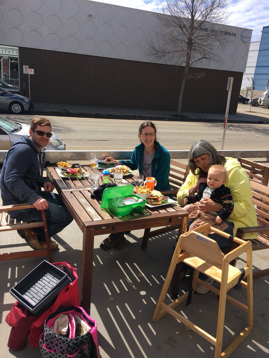 P_Firehouse's tweet photo. Thanks to Teri, John and Stephanie from Brown Sugar Produce for kicking my butt and making me clean off a patio table for them... I guess itโs officially patio season YAY!! #finally #skippedspring #patiodowntown #lovingthebabyface. https://t.co/Be564GOPSn