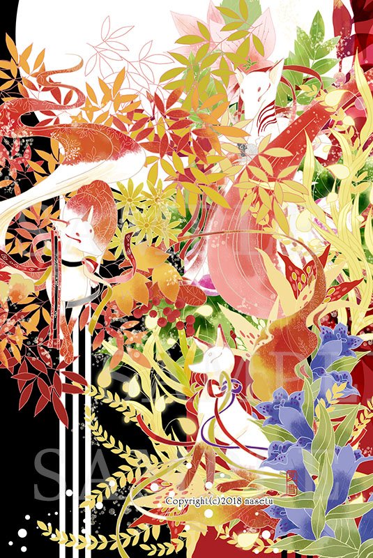 夏雪 なせつ 和と動植物イラストレーター A Twitter めがねふきは6種類 めがねふき マルチクロス 狐 白狐 黒狐 イラスト スパコミ Artevarie