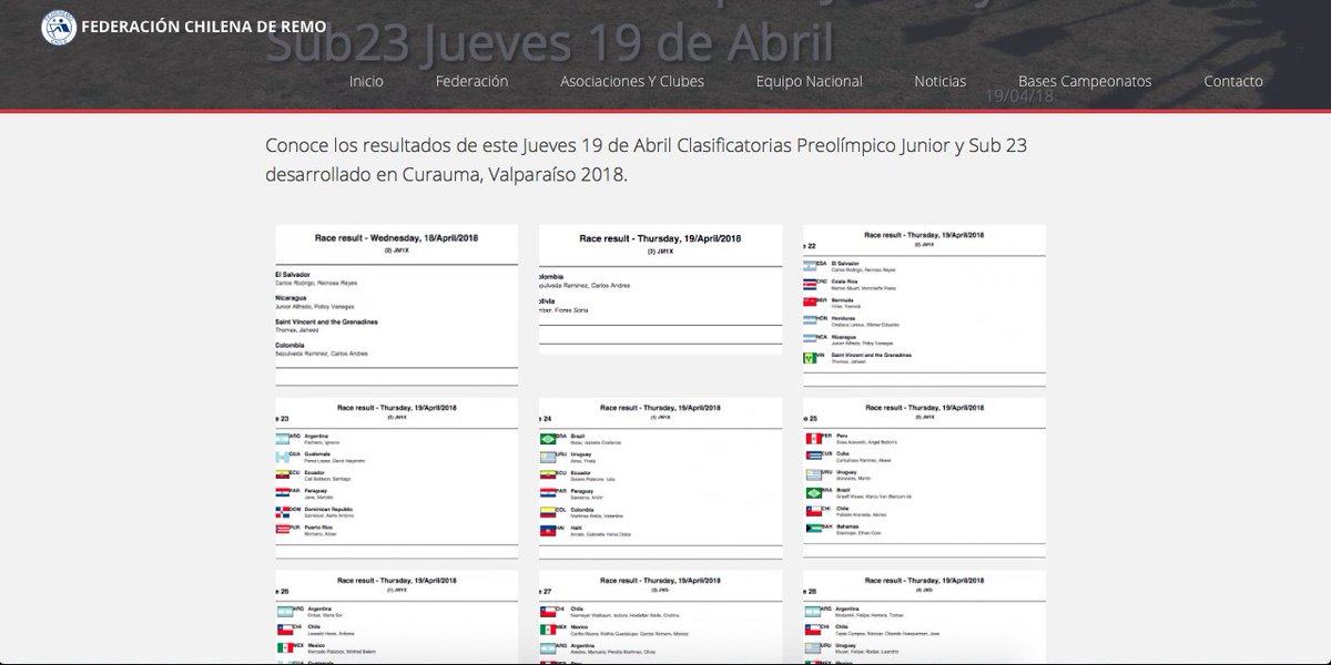Revisa los resultados de esta jornada del #Clasificatorio #Preolímpico #junior y #sub23 en #curauma #Valparaiso #Chile en nuestra web federacionchilenaderemo.cl/2018/04/19/res… <a href="/RTalDeporte/">RT al Deporte</a> <a href="/Deportes13DLV/">Digan La Verdad 13</a> @chvdeportes <a href="/24HorasTVN/">24 Horas</a> @ahoranoticiasAN