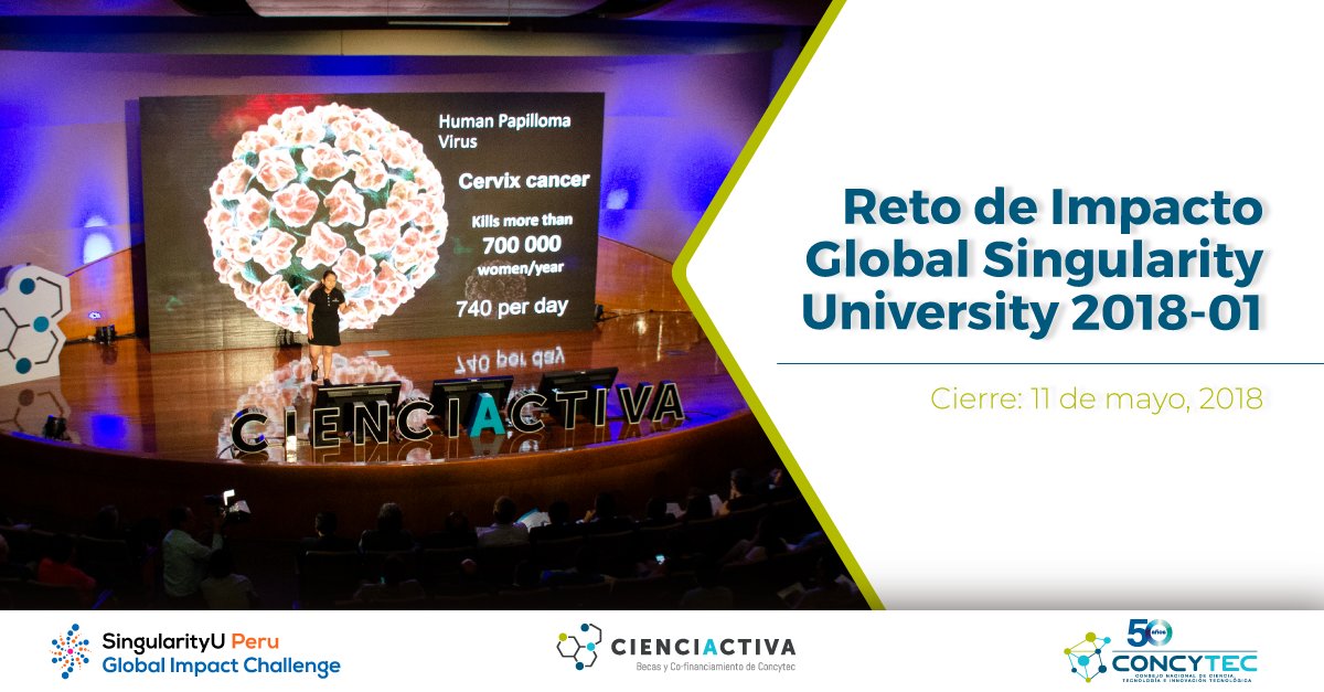 ProcienciaPeru's tweet photo. 📣Atención emprendedores innovadores peruanos: convocatoria en donde podrán transformar sus ideas y proyectos de alto impacto en startups viables de escala global a través del programa de Incubación del @singularityu 
🚩Postula: https://t.co/5nPYrlzqeS https://t.co/P9DaHNSQi3
