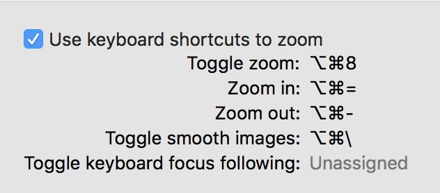 ScottCate's tweet photo. Presenting code (or anything) from a Mac to a projector? #TipTrick use CMD+OPTION+8 to live Zoom in/out your screen. CMD+OPTION[- and =] to get the zoom level to your liking. then just 8 in, and 8 out. If it's not on, Prefs > Accessibility > Zoom > Use KB Shortcuts ✔️ https://t.co/dnEwT4Be5W
