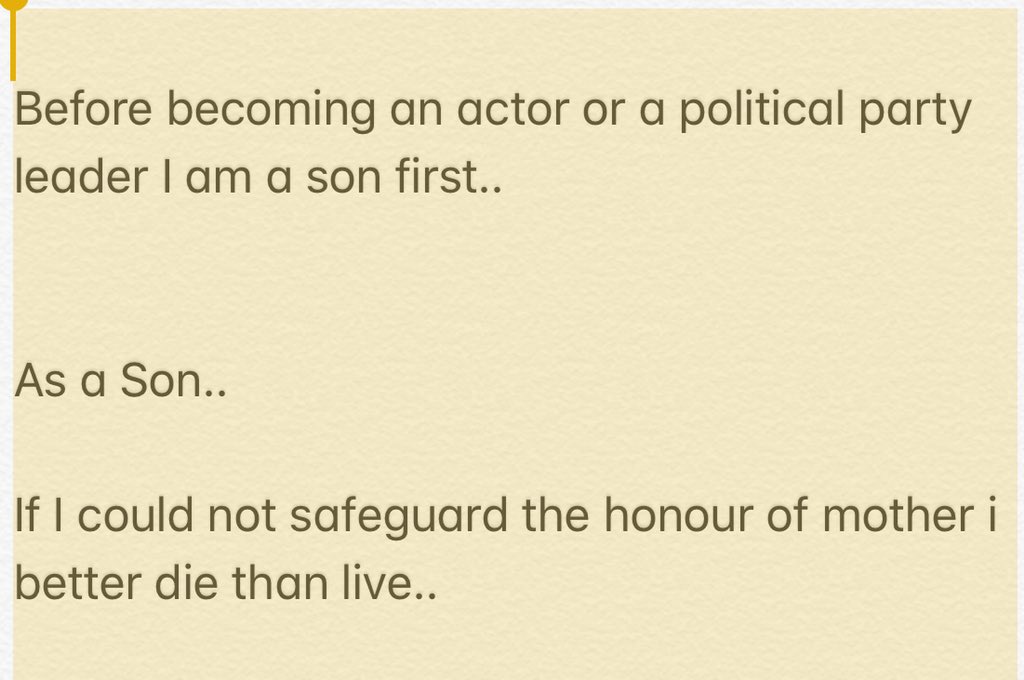 PawanKalyan's tweet image. #5 If I cannot defend the honour of my mother I better die..