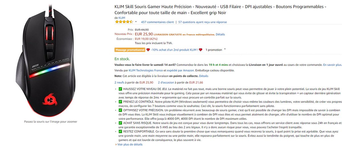Pc_Gamer_Mania's tweet photo. @KLIMTechs Skill Souris Gamer Haute Précision  QULLE SOURIS DE MALADE EN PLUS PAS CHER NOTRE LIEN SPÉCIAL POUR VOS PROCHAIN ACHAT  😀😍😍 : https://t.co/jpq1KEVaKm … … … … 
#games #gamer #BH #sites #ps4 #pcgameur #pcprotable #france #bloggeurs #annonce #souris #sourisgame https://t.co/xr11lc65va