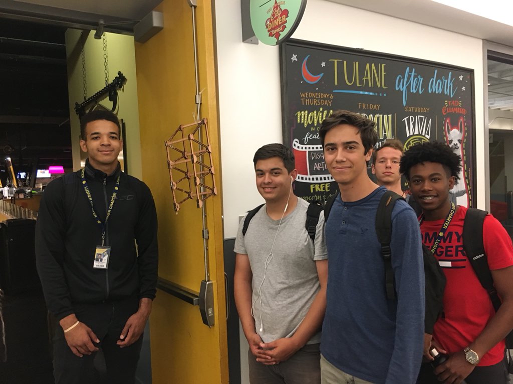 _mattowen_'s tweet photo. Lusher EDD students attending Tulane’s “truss busting” competition today! #pltw #lusherpride https://t.co/CnEhwSA0wT