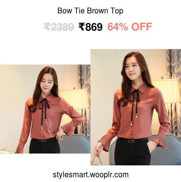 nwesuptime's tweet photo. Accentuated with a bow detailing and frill cuffs, this top is uber-stylish.
Bow Tie Brown Top 
 Rs. 869   Rs.2,389  (63% OFF)
https://t.co/HjHe54wlQV https://t.co/XBHUh3Rfg4
