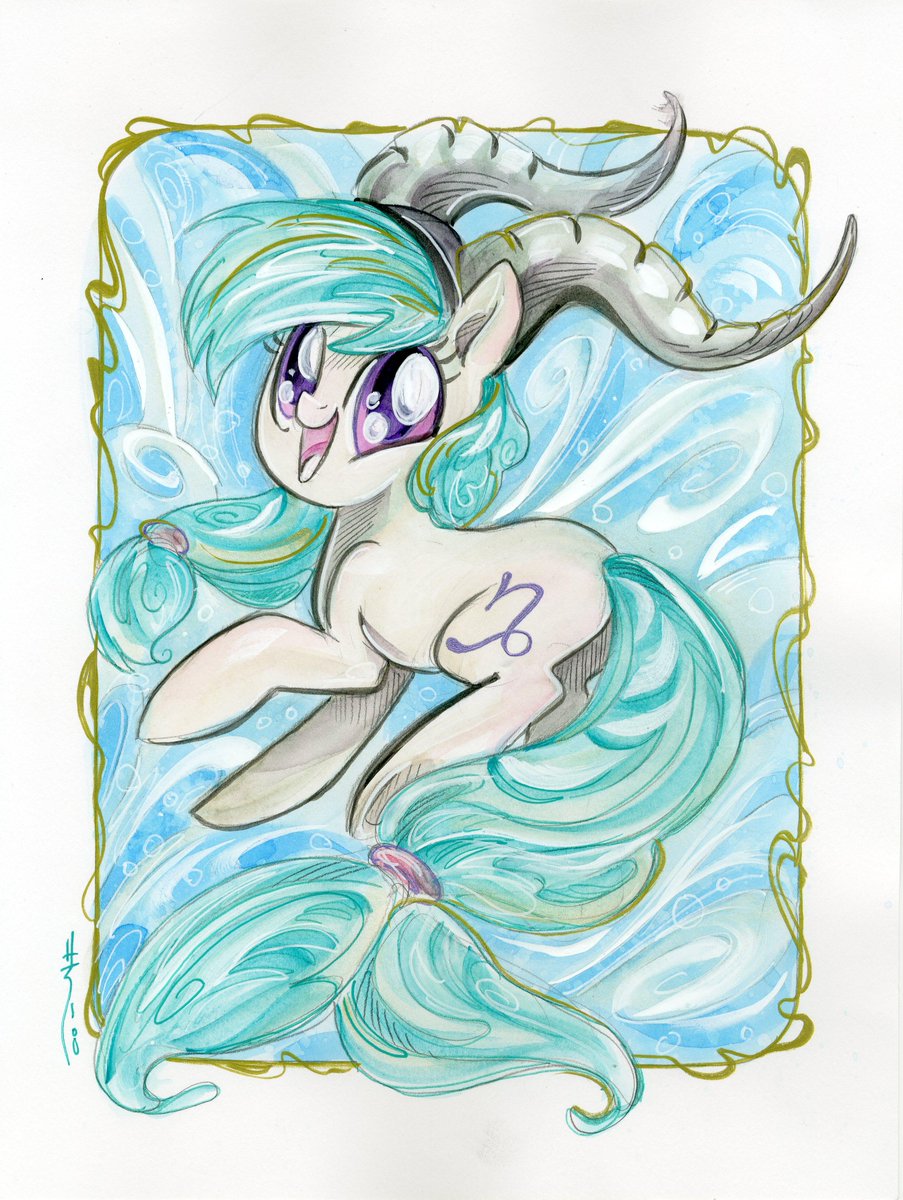 SaraRichard's tweet photo. Capricorn #mlp @c2e2 sketch #mylittlepony #brony #bronies #capricorn #horiscope #watercolor @IDWPublishing https://t.co/y9ZNGd2Nck