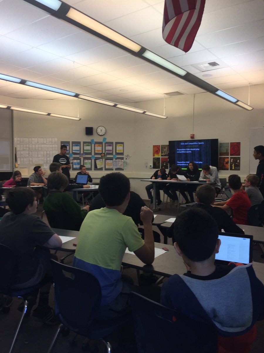 Randolph_teach's tweet photo. DEBATE DAY! This unit has me MAJORLY regretting not doing debate in high school. We've had so much fun as a class that I don't think my 7th graders will make the same mistake. #competitivesports https://t.co/t9tRTDmCEV
