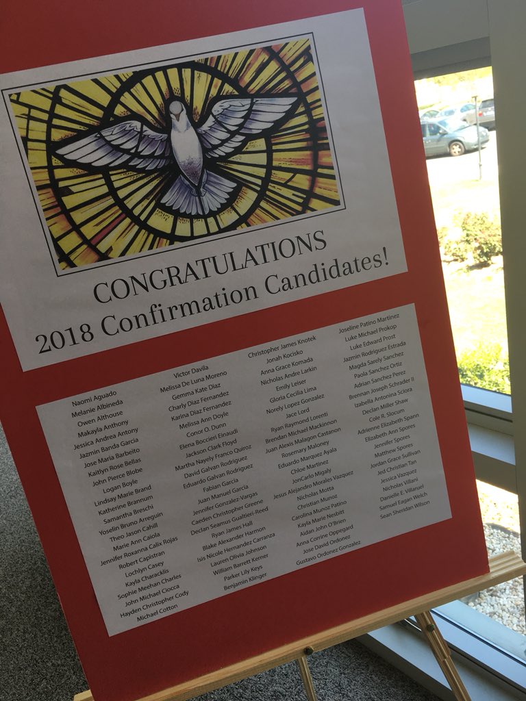 thomasmoreyouth's tweet photo. Dear Confirmands: May the Holy Spirit help you clarify what is ambiguous, give warmth to what is cold, enlighten what is obscure, to be before the world witnesses of Christ’s love, for no one can live without love. #stmym #confirmation2018 #holyspirit #joy https://t.co/8cNTAuwkqn