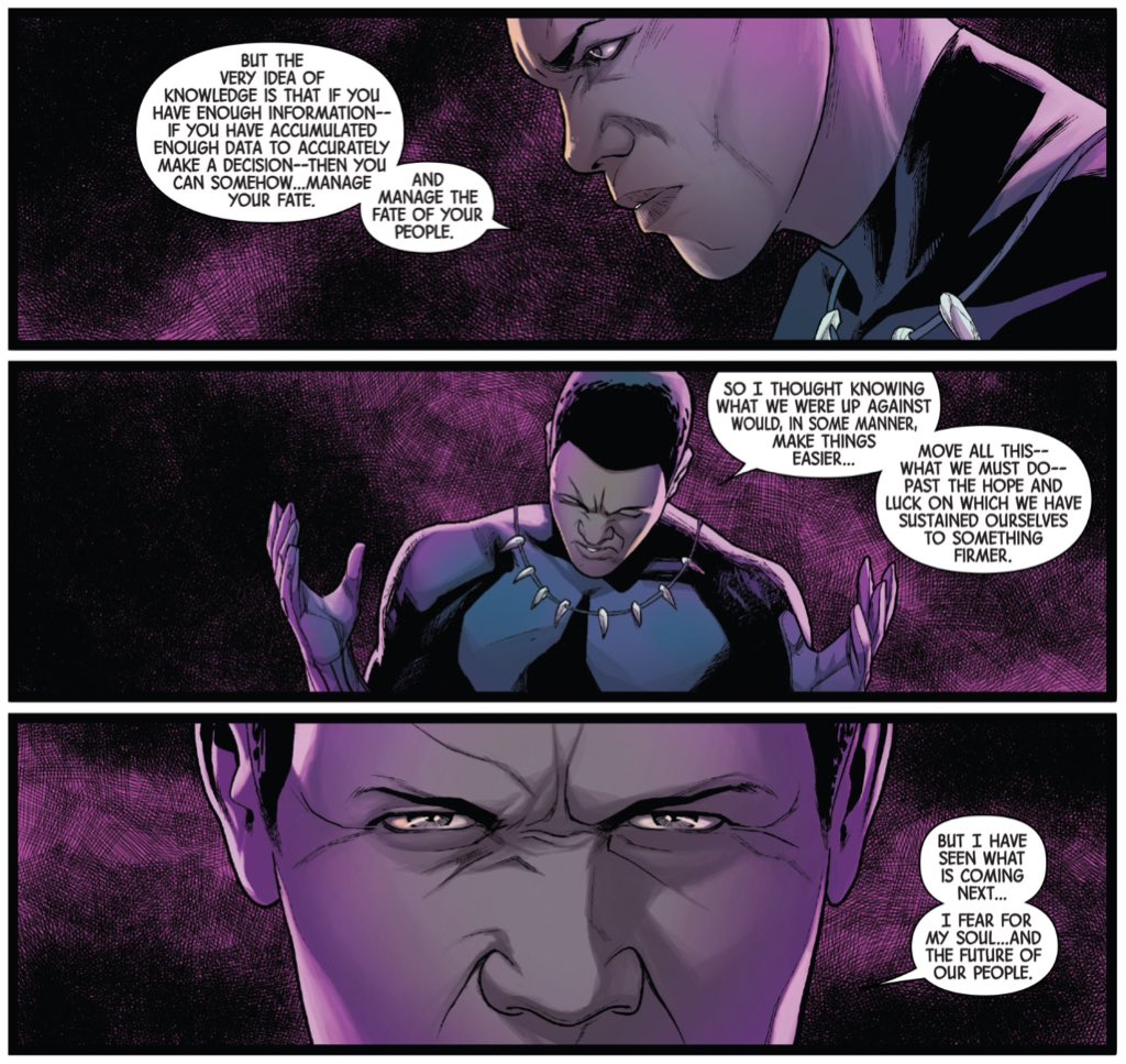 "You are a good man. With a good heart. But it is hard for a good man to be a king."I understand why Coogler avoided this characterisation, but it is a shame that "Black Panther" glossed over the weight and compromise that defined Hickman and Coates' work on T'Challa.(NA #18)