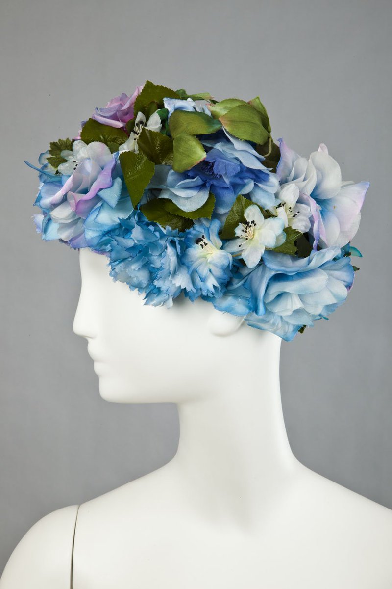 OutfitAuthority's tweet photo. "No flowered hats and print dress combinations. If you look like a walking bunch of petunias you may be led down the garden path and left in the potting shed." -I Haven't a Thing to Wear (1969) #fashion #fashionhistory #diorhat @GoldsteinMuseum https://t.co/7j1mE8uXAT