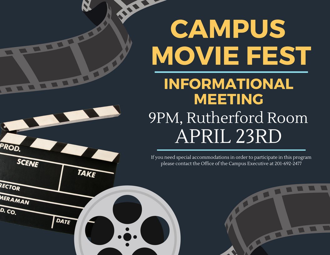 FDUStudentUnion's tweet photo. The Campus Movie Fest Information is next week! Stop by the Rutherford Room on April 23rd at 9pm to learn more! 🎥🎞#FDUMetro #FDUStudentUnion #FDUStudentLife https://t.co/51lFqHznV1