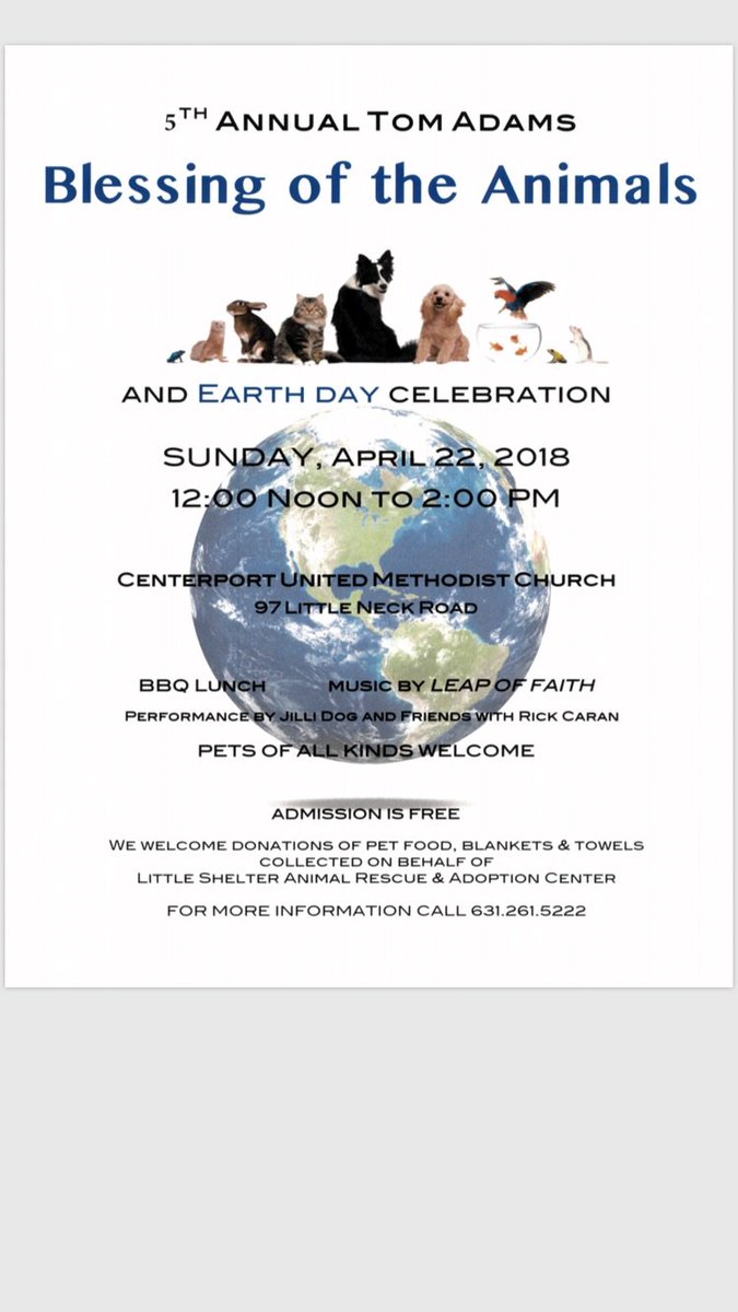 littleshelter's tweet photo. 5th Annual Blessing of the Animals in Centerport benefiting @littleshelter BBQ Lunch, Live Band, Pet Kissing Booth, Entertainment. Pets of all kinds welcome 🐾❤️🐾 #fetchstyle #earthday #blessingoftheanimals #longislanddogs #rescueevent #bestoflongisland #centerport #RETWEEET https://t.co/Ve4i7zpHhn