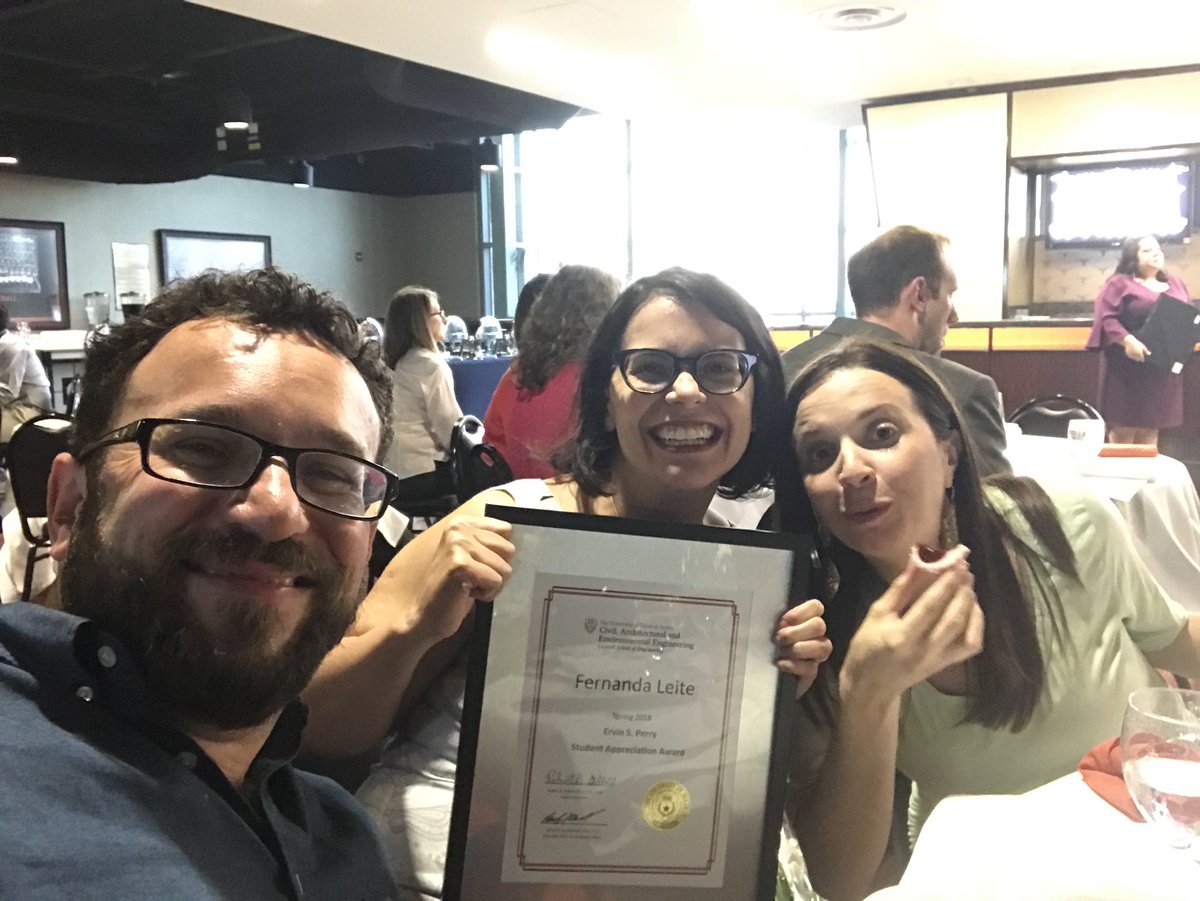 ProfElMohtar's tweet image. Only one of these three @ut_caee  faculty didn’t receive an award tonight. Hint: he is tweeting about it. So proud of @LeiteBuild @KaseyFaust. You Rock. #Hooken