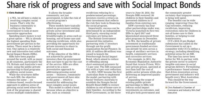 CCI_CEO's tweet photo. Time for private sector to play bigger role in solving complex social issues in WA. CCIWA hopes to work with @MarkMcGowanMP and @benwyatt on this agenda. #wapol @RickNewnham https://t.co/QGSNWfPwrw