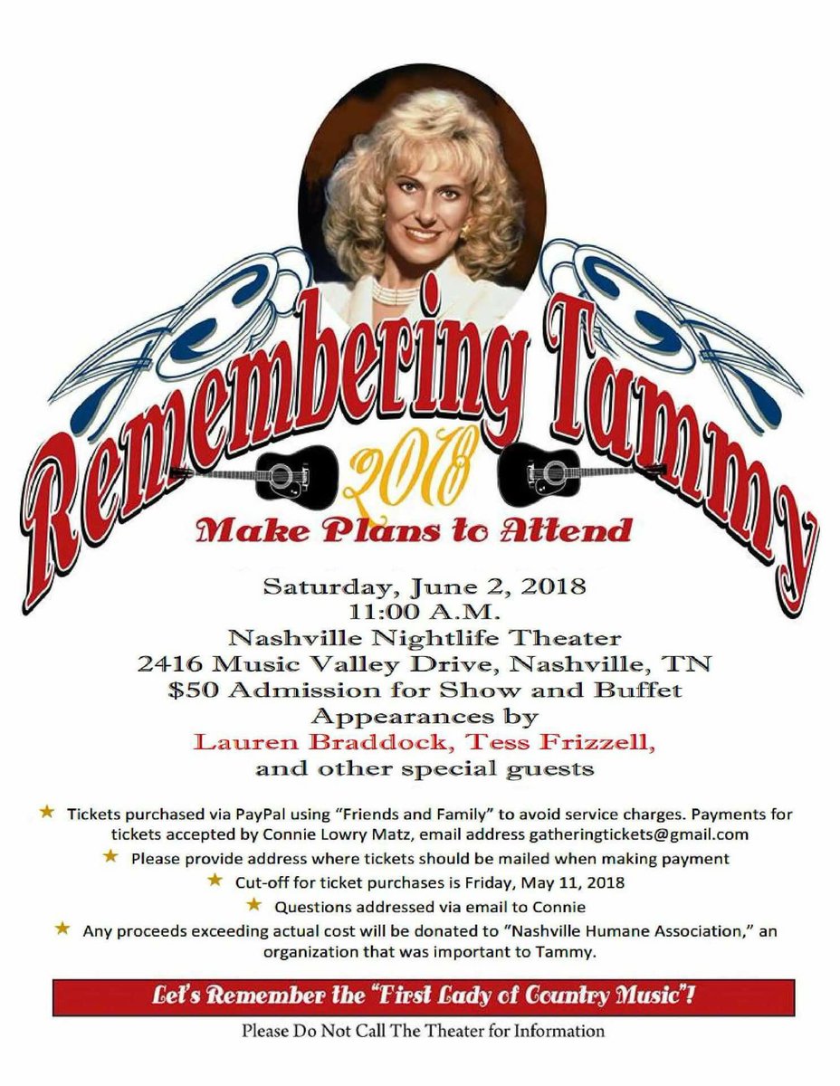 RememberTammy's tweet photo. @askjimmycarter Hi Jimmy😊 Would it be possible for you to RT? #RememberingTammy #Celebrating50YearsOfStandByYourMan #TammyWynette https://t.co/ucyHtqh95r