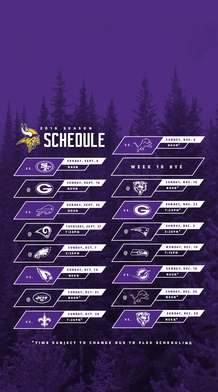 Minnesota Vikings Schedule 2022 23 Minnesota Vikings On Twitter: "Represent The 💜 With This  #Schedulerelease2018 Wallpaper. Https://T.co/E7Hkopflx5" / Twitter