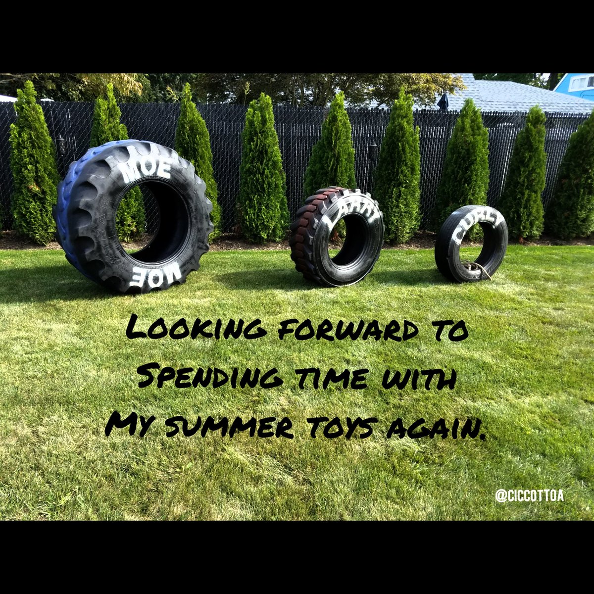 anthonyc_comedy's tweet photo. The funnest workouts are in the summer. Miss these bad boys. Can't wait to start using the again. If you have the room, I highly recommended. #tireworkout #funcardio #strength #Cardio #funworkouts #trainhard #traindirty #Fitfam #fitspo https://t.co/7HVDPlSSH5